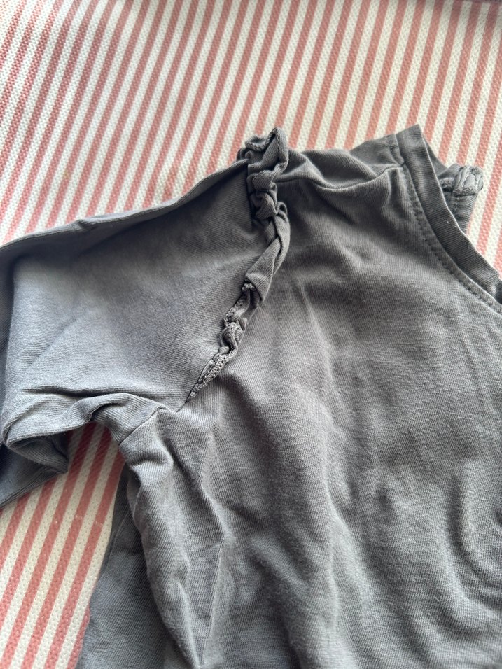 Kız Çocuk Gri Fırfırlı Uzun Kollu Bluz hm - Görsel 3