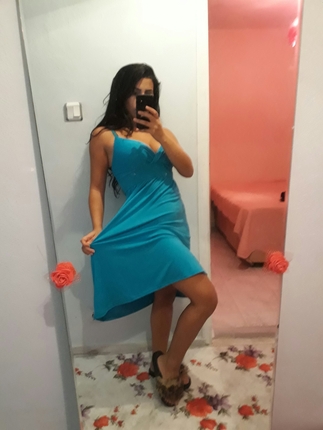 mavi elbise askili