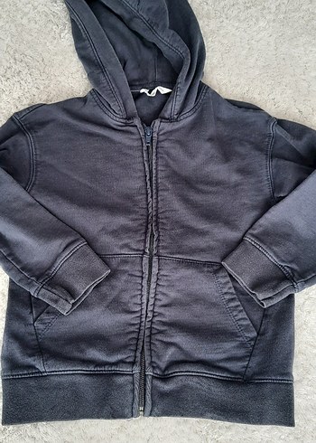 Çocuk Kapüşonlu Fermuarlı Gri Sweatshirt - Görsel 2