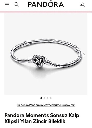 Pandora Sonsuz aşk pandora bileklik