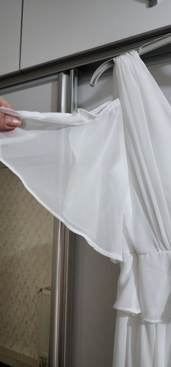 Beyaz Bohem Uzun Askılı Elbise - Görsel 4