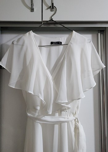 Bohem Tarzı Beyaz A Kesim Uzun nikah elbisesi mevlüt elbisesi - Görsel 2