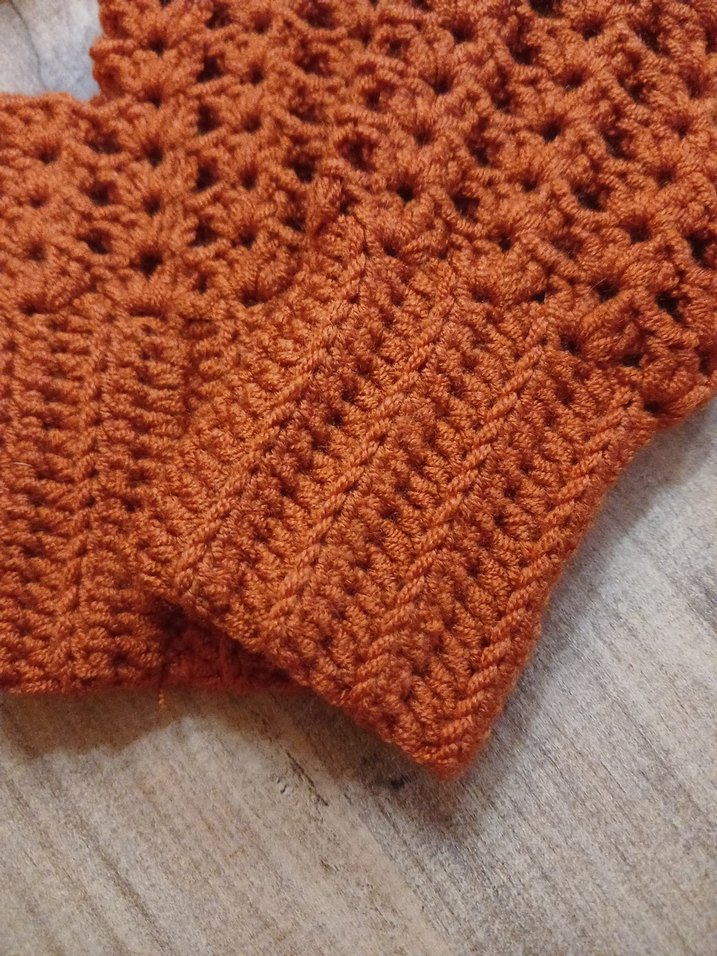 Bohem Tarz Örgü Kadın Eldiveni Kiremit rengi - Görsel 3