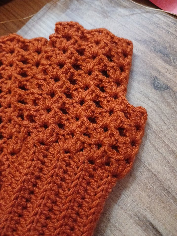 Bohem Tarz Örgü Kadın Eldiveni Kiremit rengi - Görsel 2