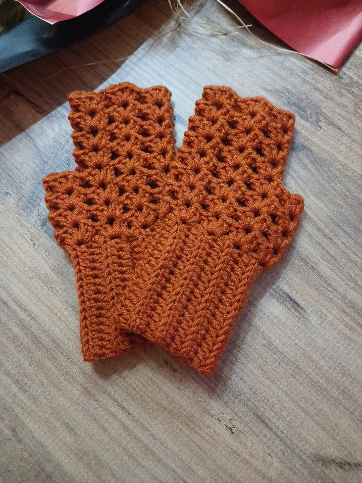 Bohem Tarz Örgü Kadın Eldiveni Kiremit rengi - Görsel 4