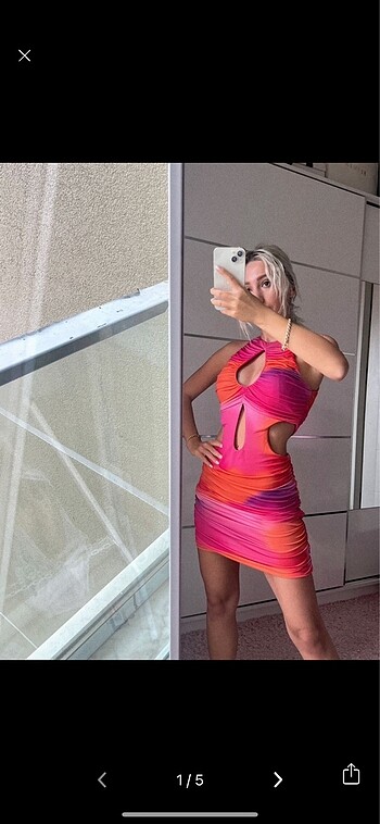 Love on Friday Pembe Dekolte Mini Elbise