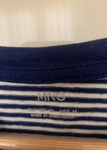 m Beden lacivert Renk Mango Lacivert Çizgili Kadın Kısa Kollu Tişört