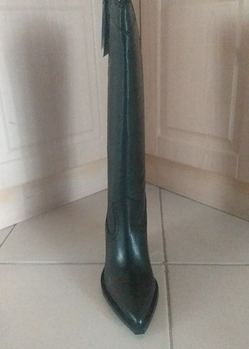 Mango Siyah Deri Stiletto Topuklu Dizüstü Kadın Çizme
