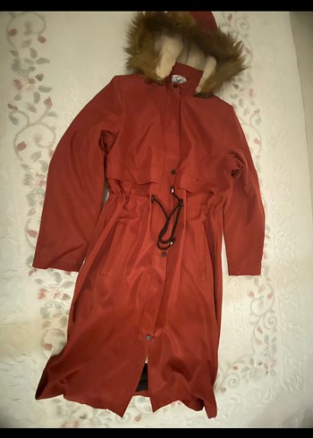 Kahverengi Kadın Midi Boy Kapüşonlu Parka - Görsel 2