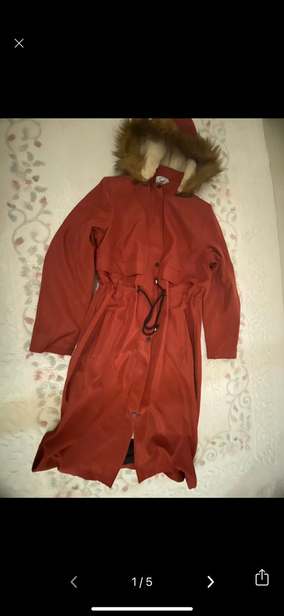 Kahverengi Kadın Midi Boy Kapüşonlu Parka - Görsel 2