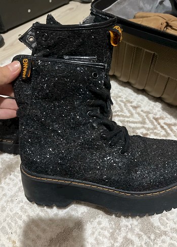 Siyah Simli Platform Topuklu Bot - Görsel 5