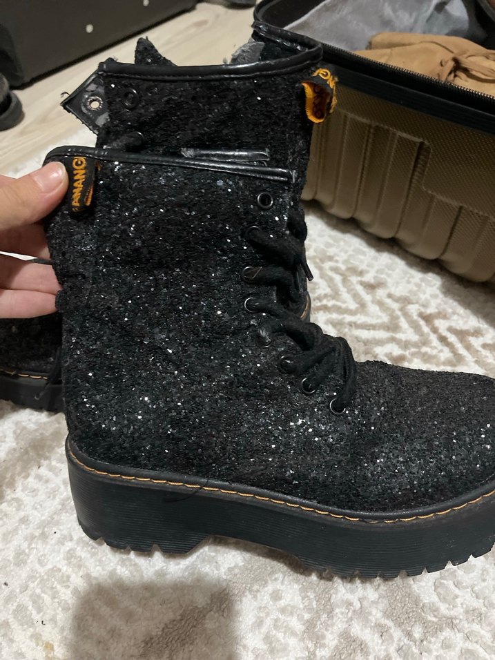 Siyah Simli Platform Topuklu Bot - Görsel 5