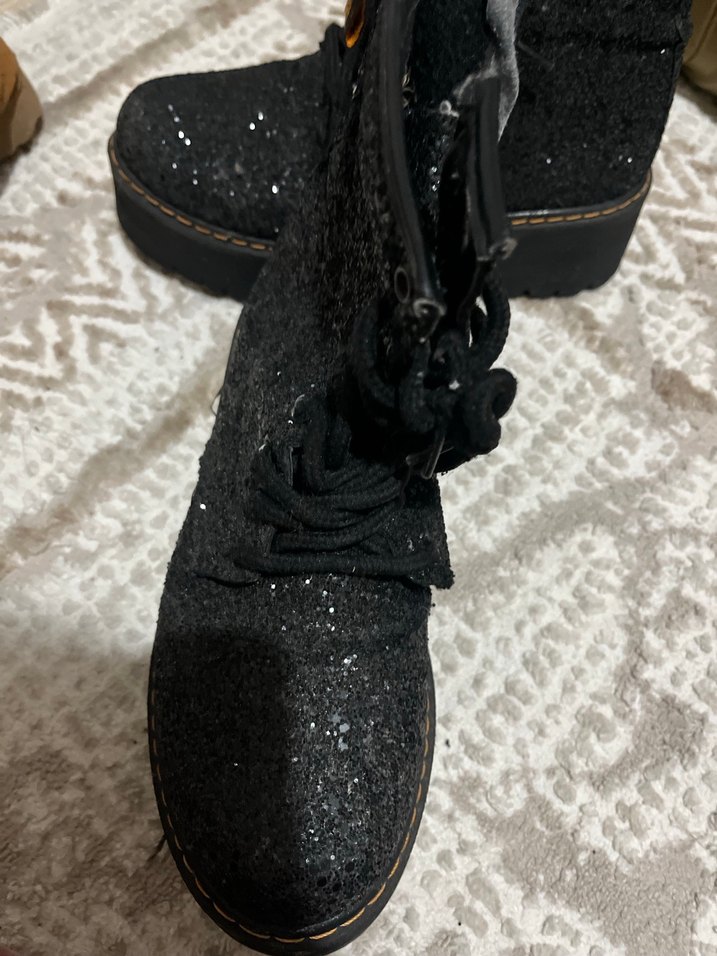 Siyah Simli Platform Topuklu Bot - Görsel 3