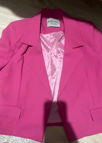 Pembe Düğmeli Kadın Blazer Ceket - Görsel 5