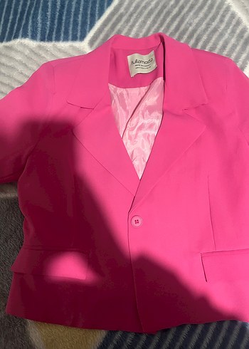 Pembe Düğmeli Kadın Blazer Ceket - Görsel 4