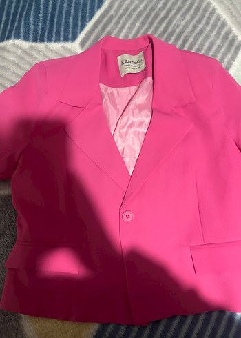 Pembe Düğmeli Kadın Blazer Ceket - Görsel 3