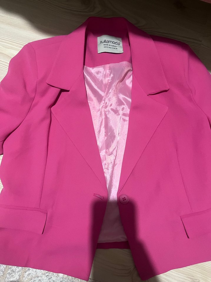Pembe Düğmeli Kadın Blazer Ceket - Görsel 5