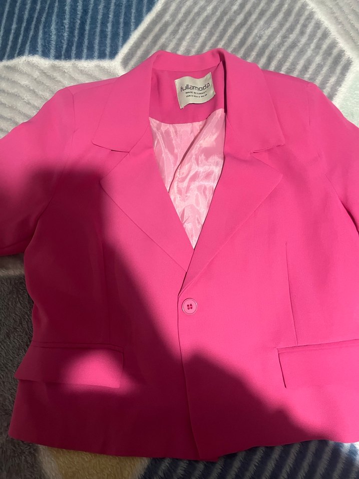 Pembe Düğmeli Kadın Blazer Ceket - Görsel 3