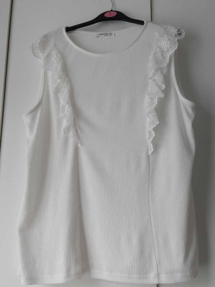 Fırfırlı Kolsuz Beyaz Bluz - Görsel 2