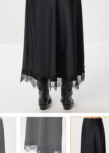 Dantel Detaylı #Siyah Uzun #Etek 40 beden - Görsel 4