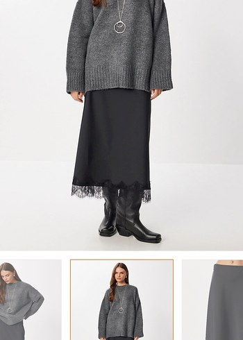 Dantel Detaylı #Siyah Uzun #Etek 40 beden - Görsel 5