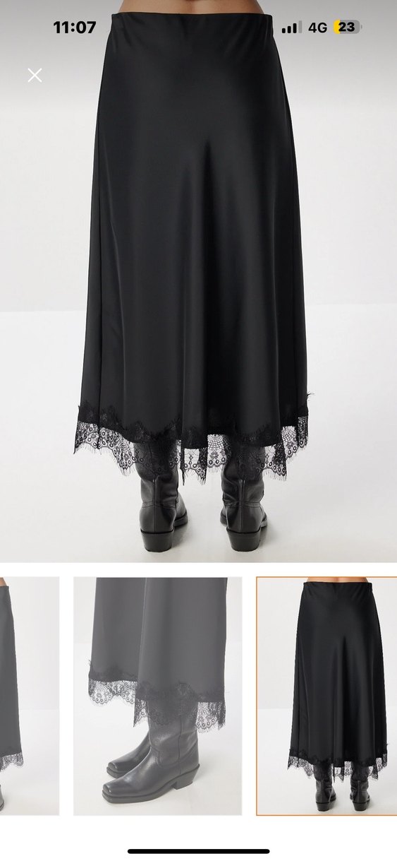 Dantel Detaylı #Siyah Uzun #Etek 40 beden - Görsel 4