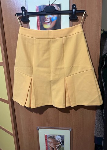 #Sarı #Pilili Mini #Etek Adl S #beden - Görsel 3