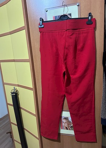 Beli Kemerli Kırmızı Kadın #havuç Pantolon L beden - Görsel 2