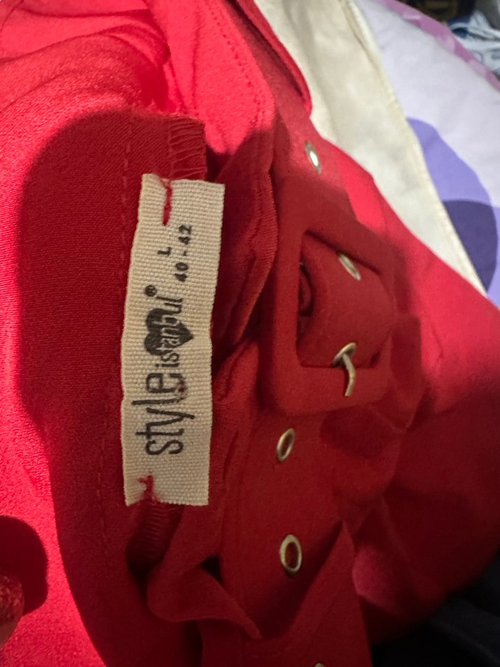 Beli Kemerli Kırmızı Kadın #havuç Pantolon L beden - Görsel 3