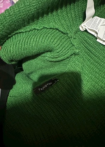 Yeşil Boğazlı Kolsuz Örgü Triko L beden - Görsel 4