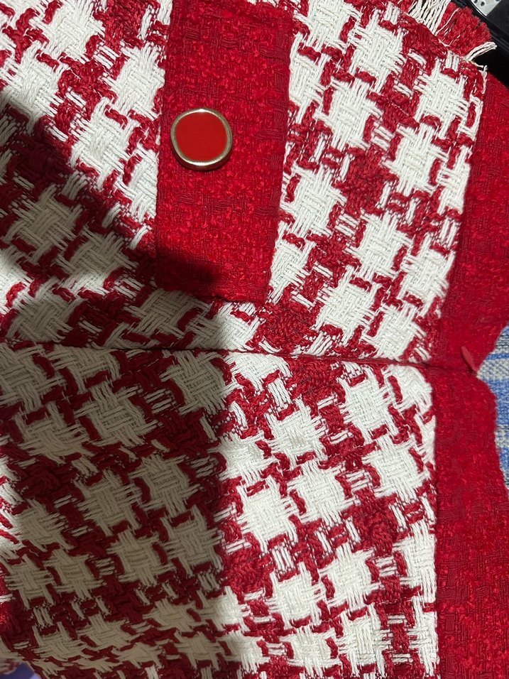 Düğmeli Kırmızı #Ekose #Mini #Etek Perry #M beden - Görsel 5