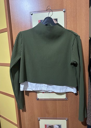 Yeşil Piliseli Boğazlı Kadın #Bluz #twist 34 beden - Görsel 2