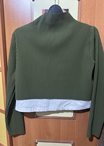 Yeşil Piliseli Boğazlı Kadın #Bluz #twist 34 beden - Görsel 3