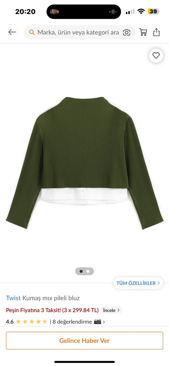 Yeşil Piliseli Boğazlı Kadın #Bluz #twist 34 beden - Görsel 5