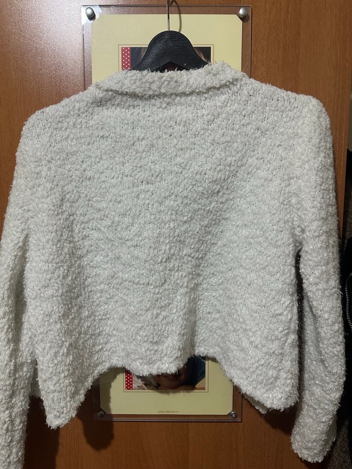 #Düğmeli #Beyaz #Triko #Hırka standart beden - Görsel 3