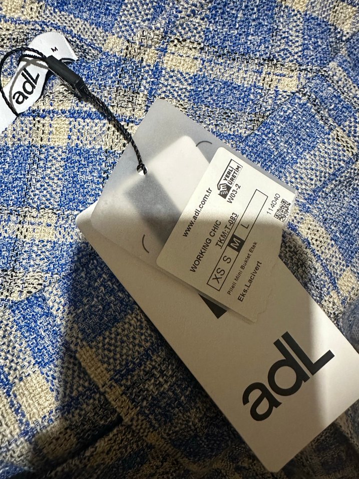 Mavi Ekoseli #Pilili #Mini #Etek adilışık M beden - Görsel 4