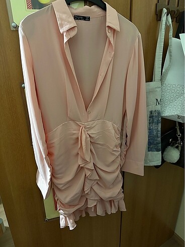 Zara L beden elbise pembe renk defo yok