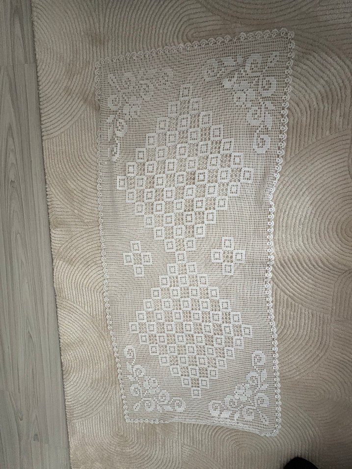 El İşi Beyaz Dantel Masa Örtüsü - Görsel 2