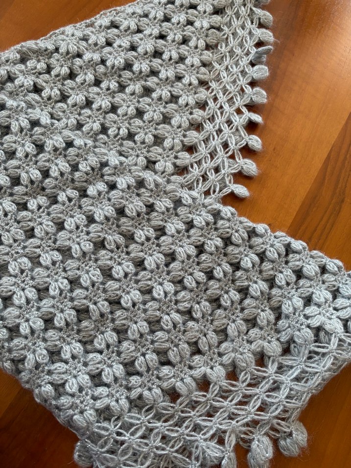 Gri Örgü Kadın Şal - Görsel 2