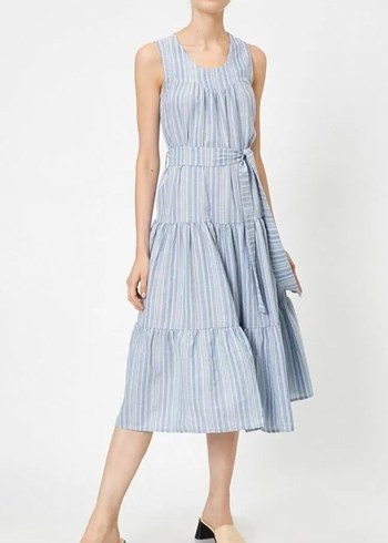 Bohem Uzun Hamile Keten Elbise - Görsel 6