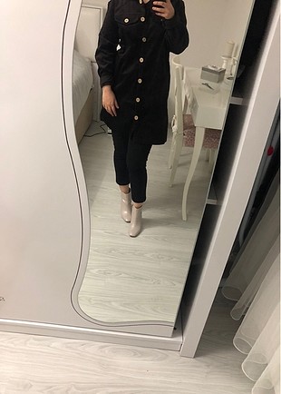 Fitilli kadife siyah tunik