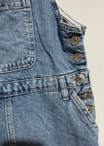 Düğmeli Mavi Kadın Denim jile
