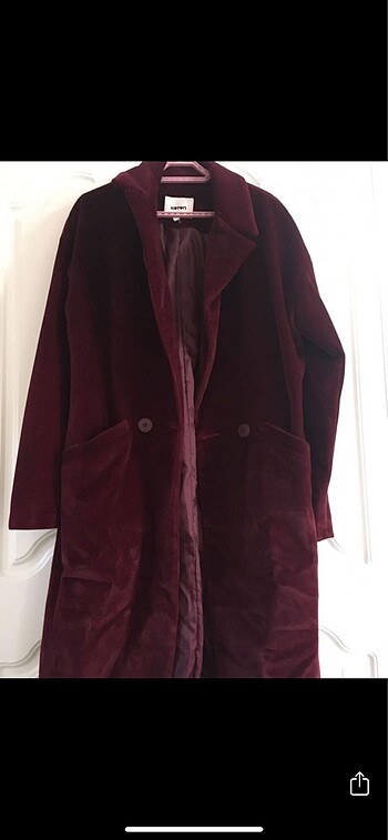 xs Beden bordo Renk Koton Oversize midi kaban