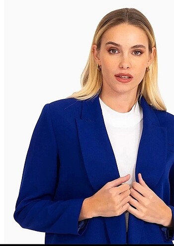 Saks mavi astarlı blazer ceket