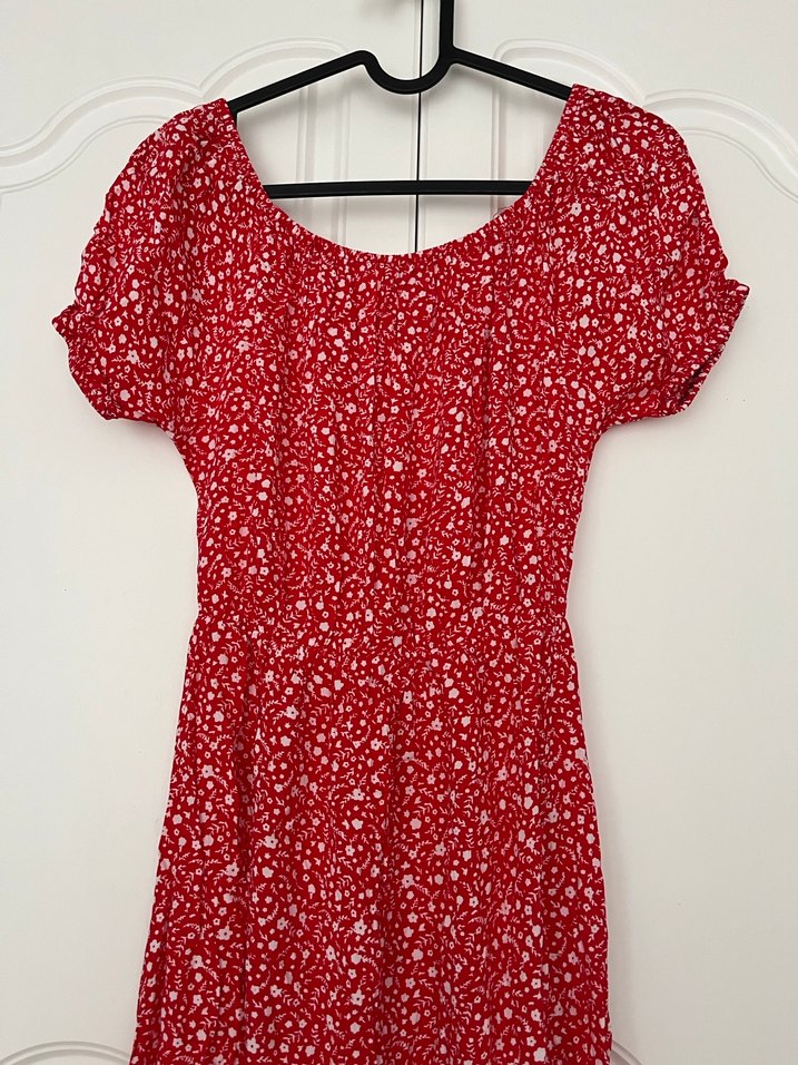 Günlük çiçekli pamuklu elbise - Görsel 4