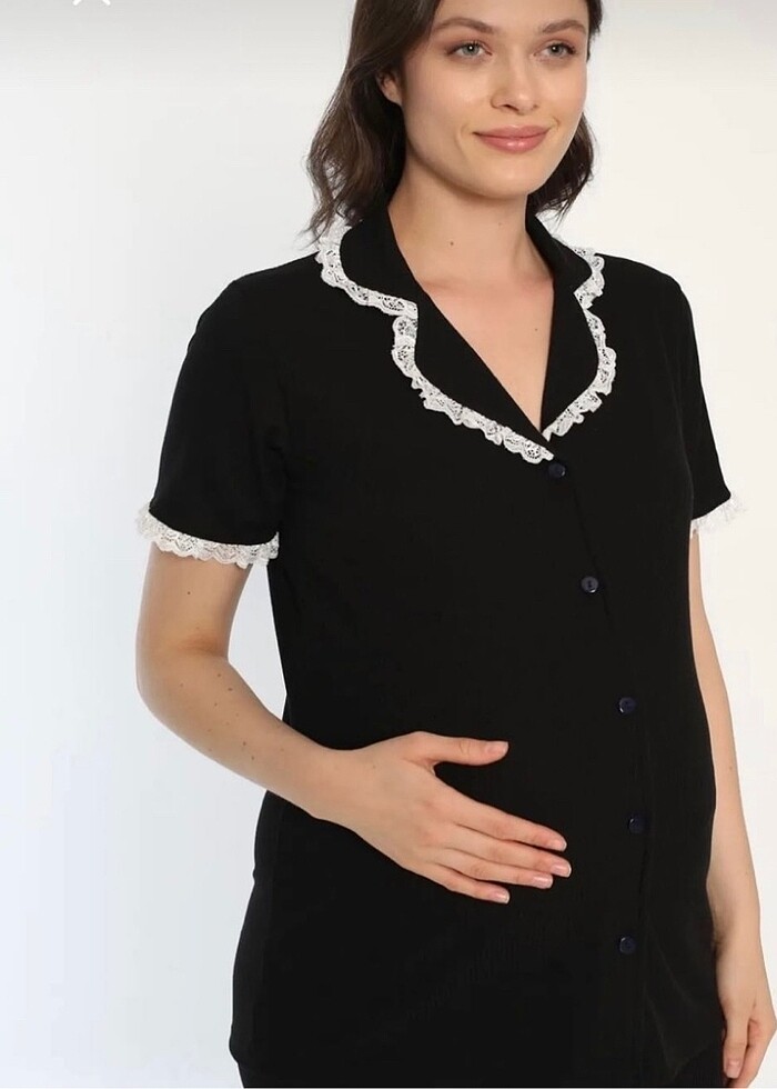 Pamuklu hamile pijama takımı - Görsel 3