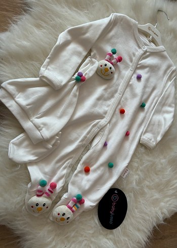 Renkli Nakışlı Beyaz Bebek Uyku Tulumu - Görsel 3