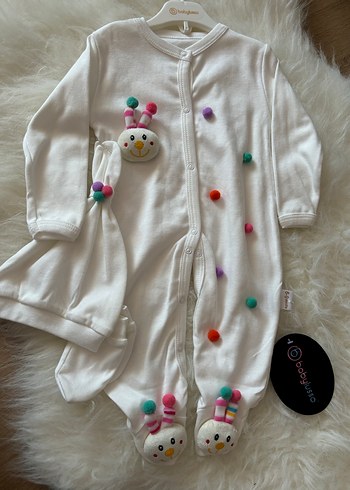 Renkli Nakışlı Beyaz Bebek Uyku Tulumu - Görsel 4
