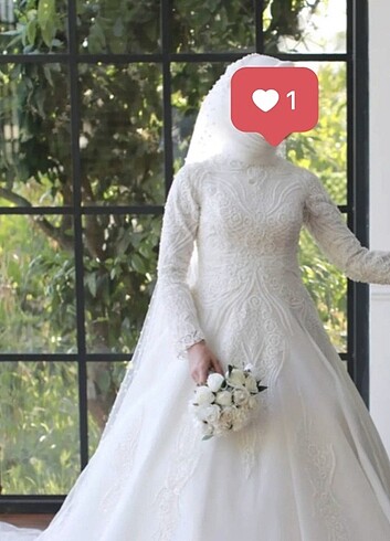 m Beden beyaz Renk Tesettür Gelinlik 