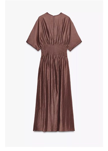 Zara Parlak Bej Uzun Elbise - Görsel 3